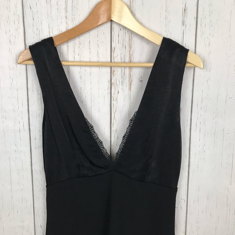 Zara V Neck Fit & Flare Mini Black Dress - Picture 3 of 8